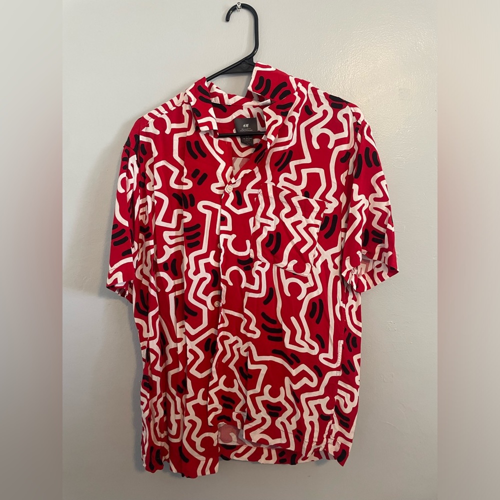 Red button down